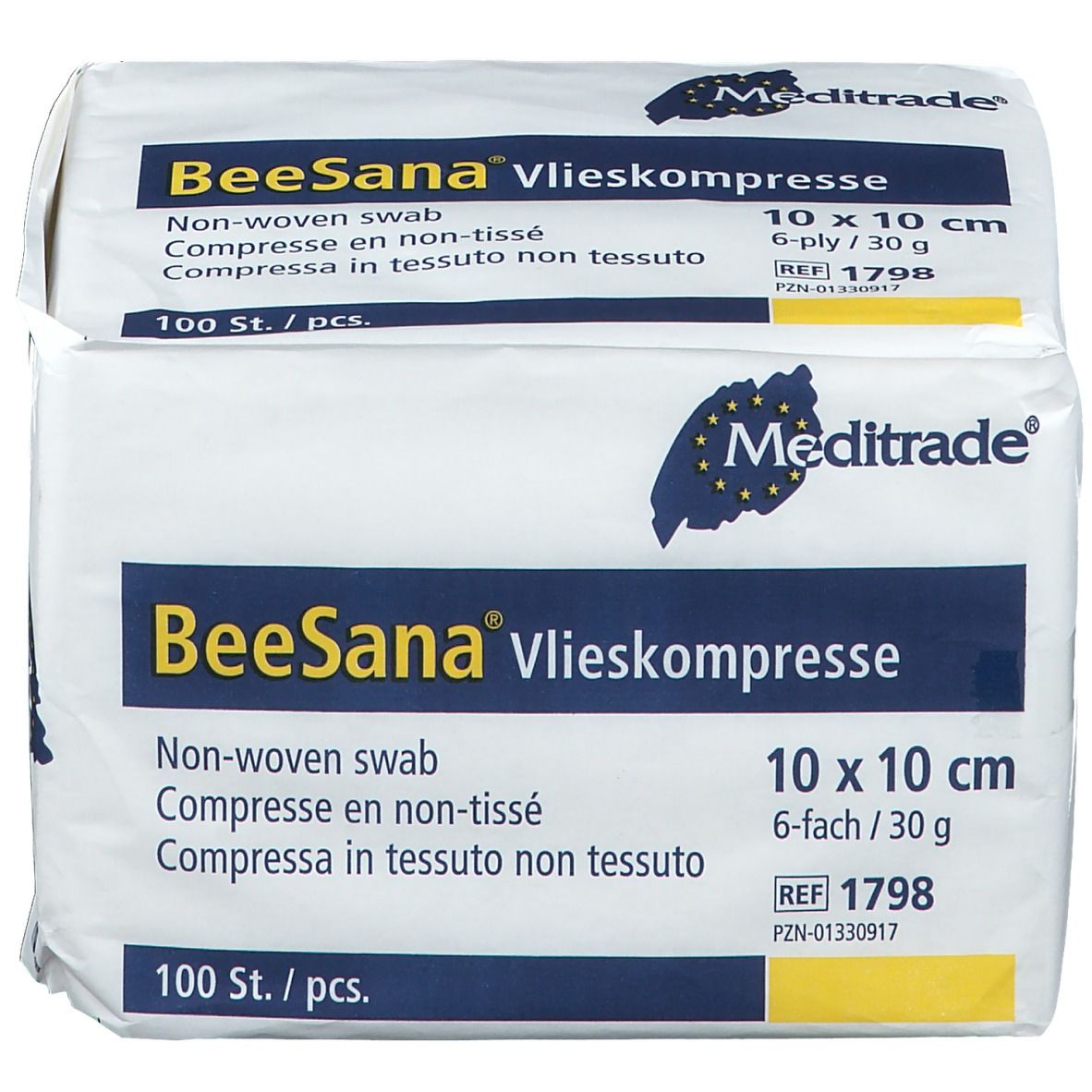 BeeSana® compresse non tissée 6 plis 10 x 10 cm non stérile (100 pièces)