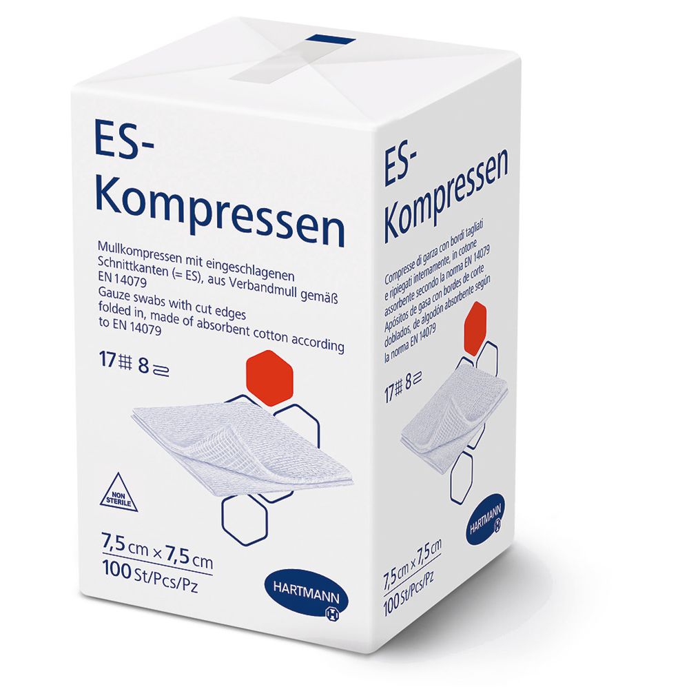 HARTMANN ES compresse 8 fois non stérile 7,5 x 7,5 cm (100 pièces)