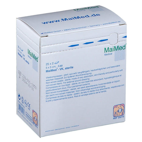 Compresses non tissées 5x5 cm stériles (25x2 pièces)
