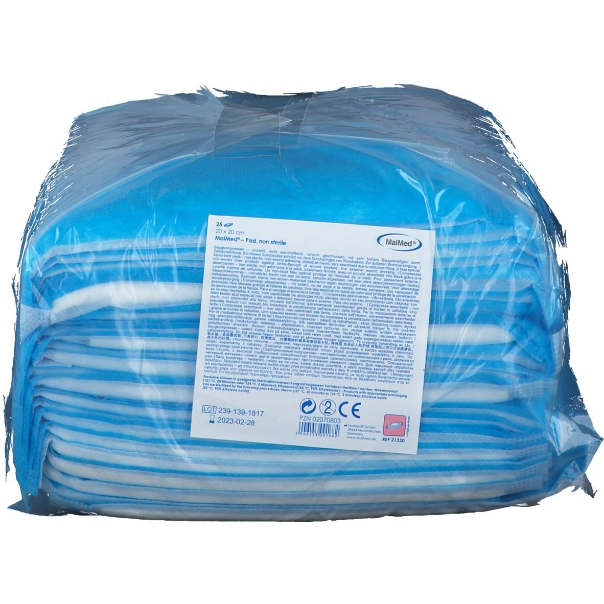 MaiMed® - Pad compresses absorbantes 20 x 20 cm non stériles