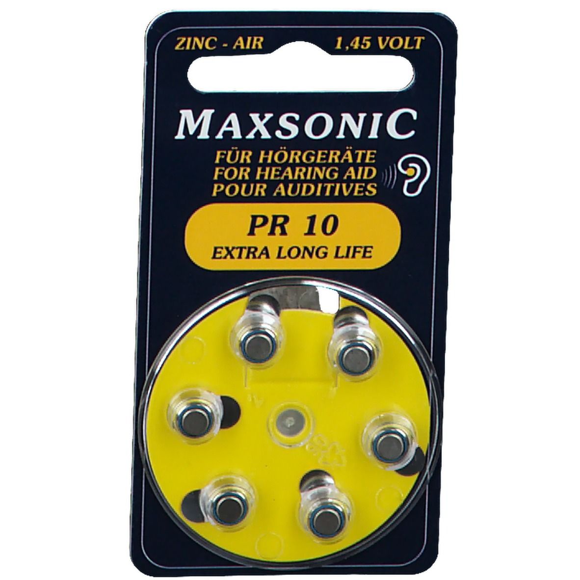 Maxsonic pile pour appareil auditif PR10 (6 pièces)