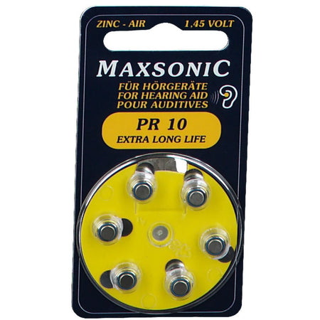 Maxsonic pile pour appareil auditif PR10 (6 pièces)