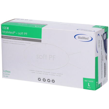 MaiMed soft PF gants en latex sans poudre, taille L (100 pièces)