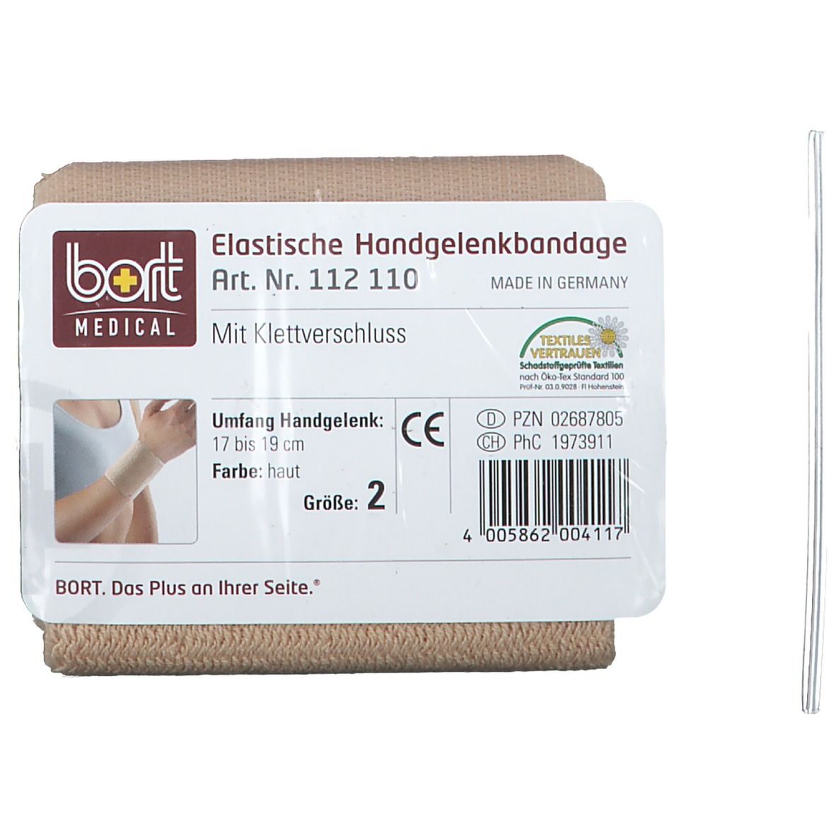 BORT bandage de poignet avec fermeture velcro, couleur chair, taille 2 (1 pièce)