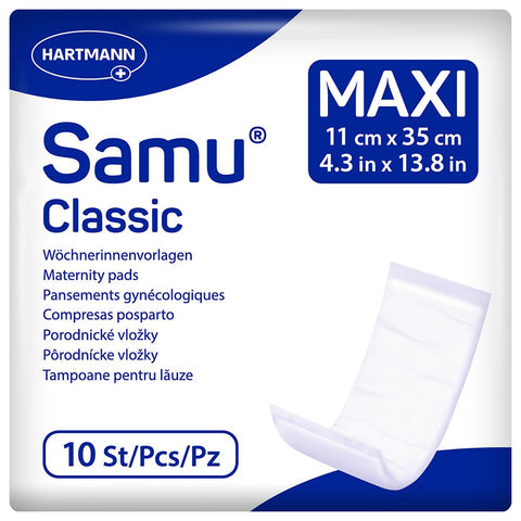 Samu serviettes post-partum Classic Maxi 11 x 35 cm – 10 pièces