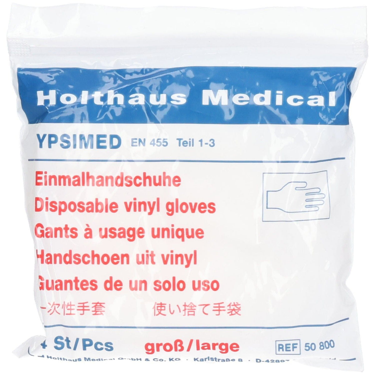 Ypsimed gants jetables en vinyle, grande taille (4 pièces)