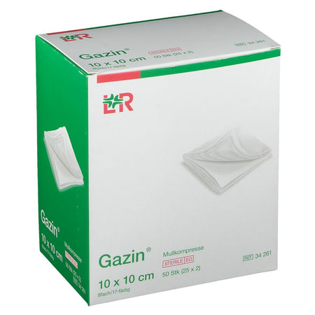 Gazin® compresse de gaze stérile 10 cm x 10 cm, 8 plis (25x2 pièces)