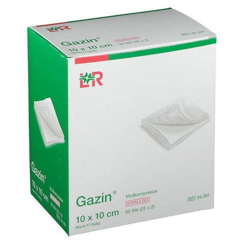 Gazin® compresse de gaze stérile 10 cm x 10 cm, 8 plis (25x2 pièces)