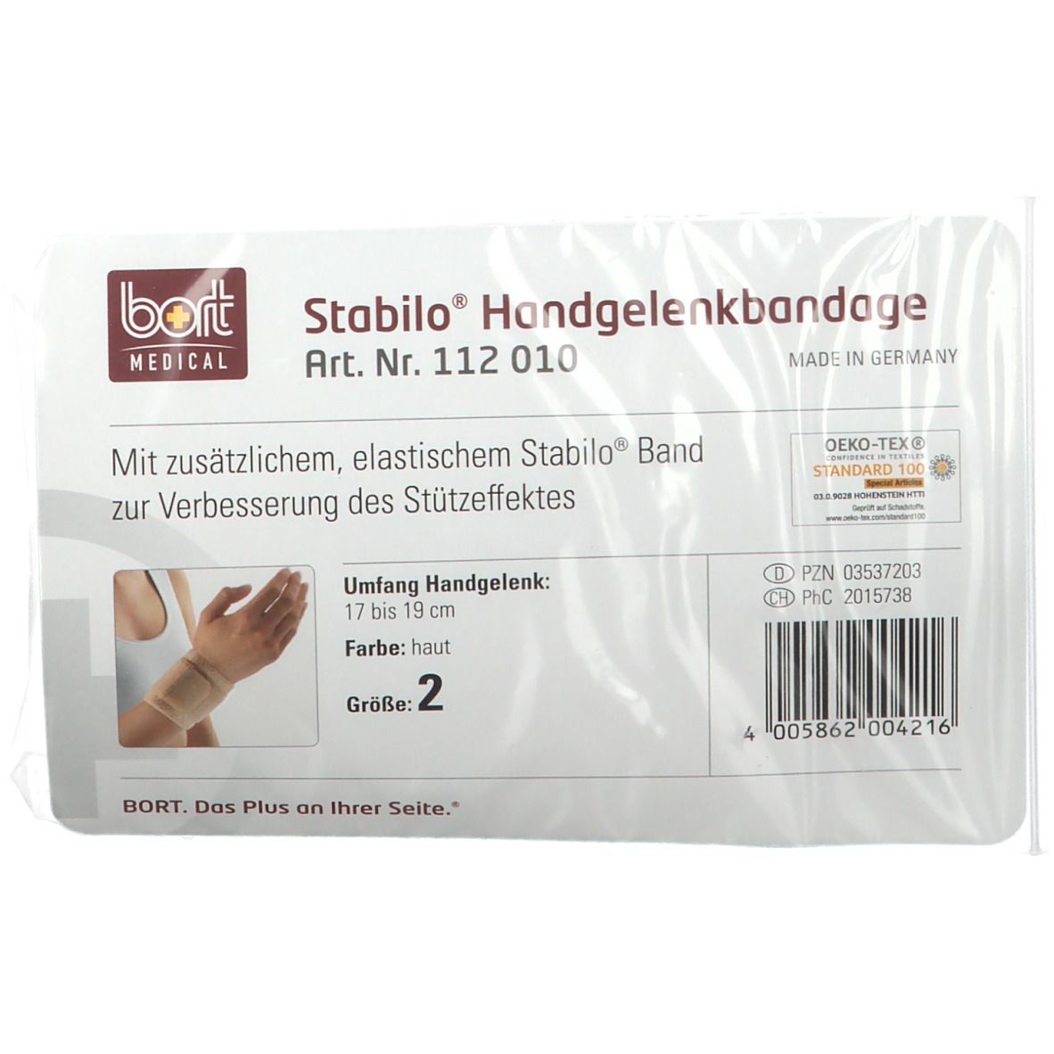 BORT Stabilo® bandage pour poignet taille 2, couleur peau — 1 pièce