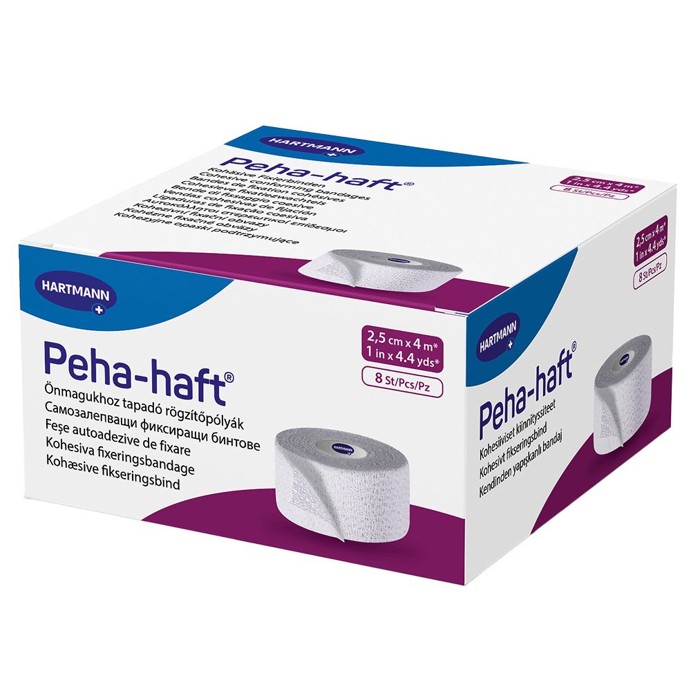 Peha-haft® bande de fixation sans latex 2,5 cm x 4 m — 8 pièces