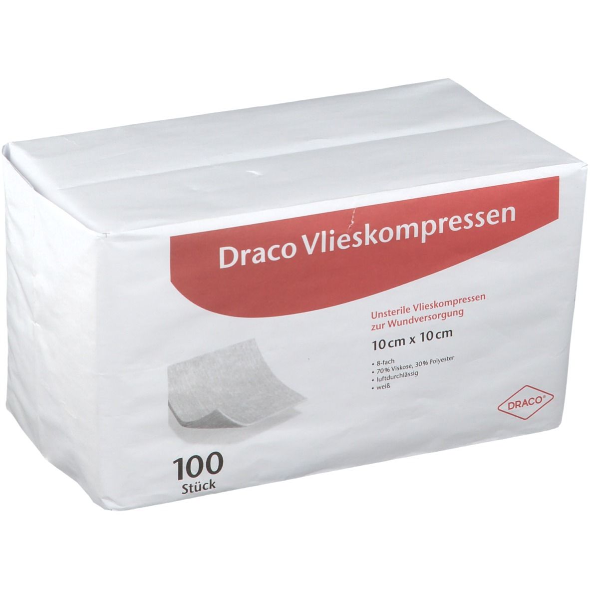 Draco compresses non tissées 8 plis non stériles 10 x 10 cm (100 pièces)