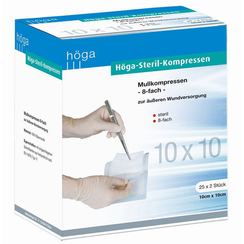 Höga compresses stériles (10x10 cm, 25x2 pièces)