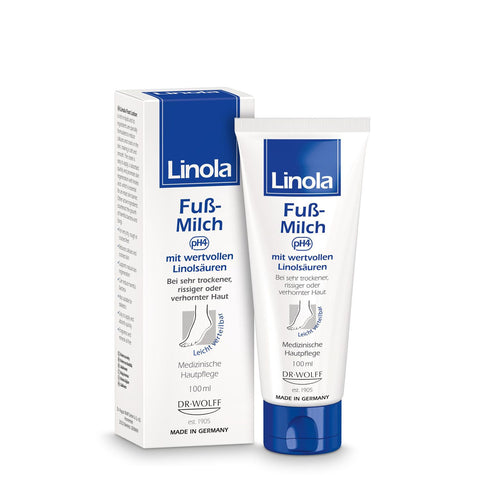 Linola Lait pour pieds – Crème pour pieds très secs, gercés ou calleux (100 ml)