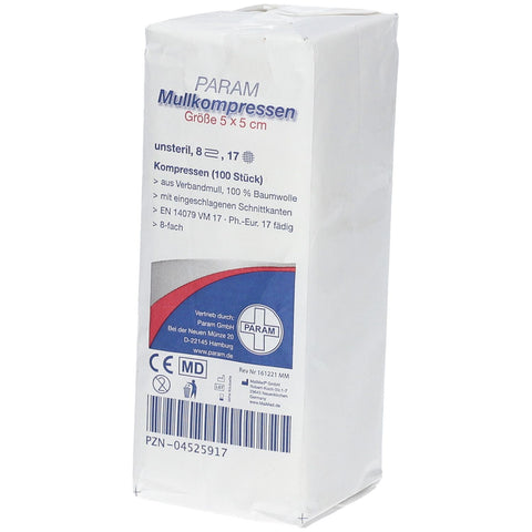 NOBA Non-sterile gauze swabs 8-ply 5 x 5 cm (100 pieces)