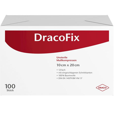 DracoFix compresses de gaze 10 x 20 cm 12 plis non stériles (100 pièces)