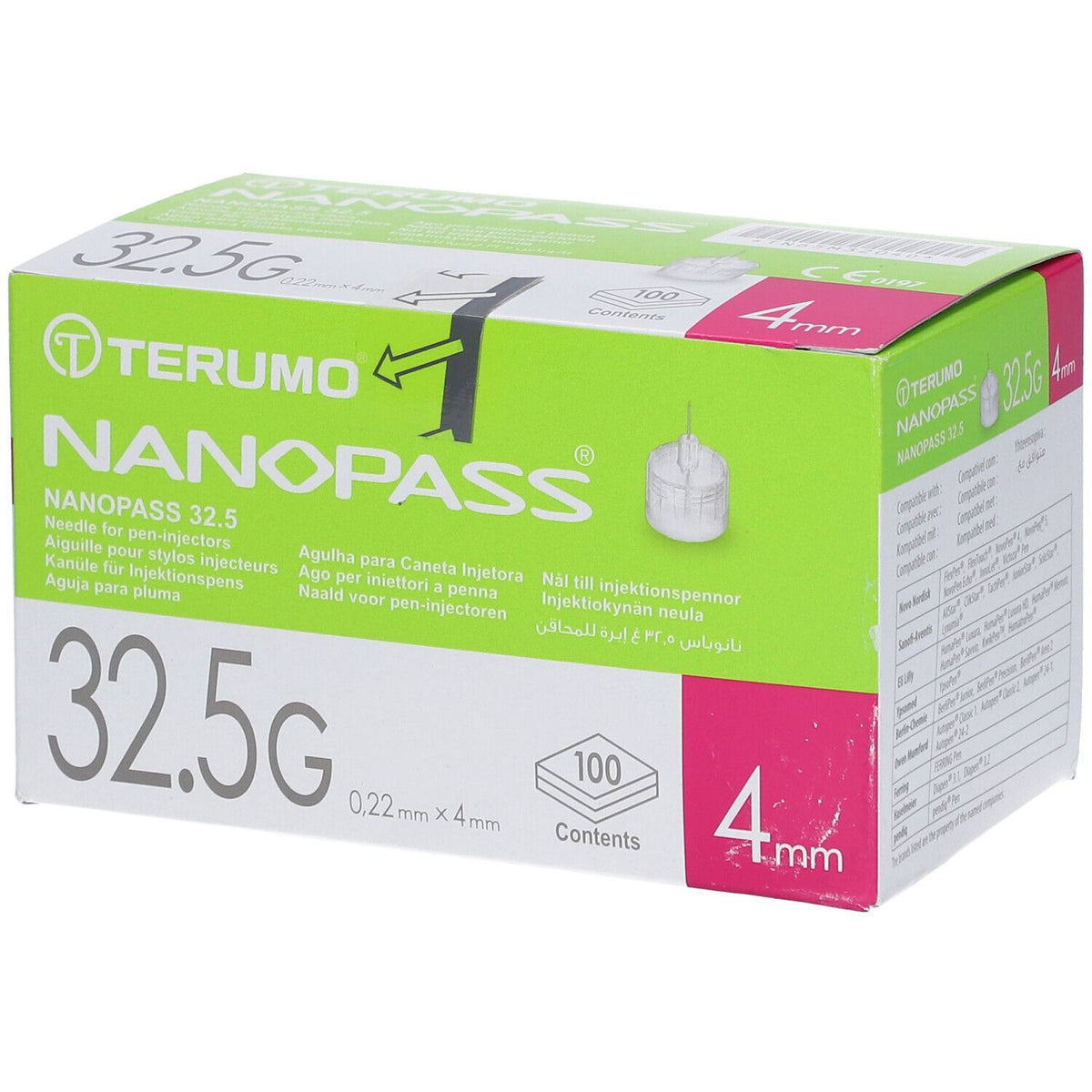 TERUMO NANOPASS 32,5 aiguille pour stylo 0,22x4 mm