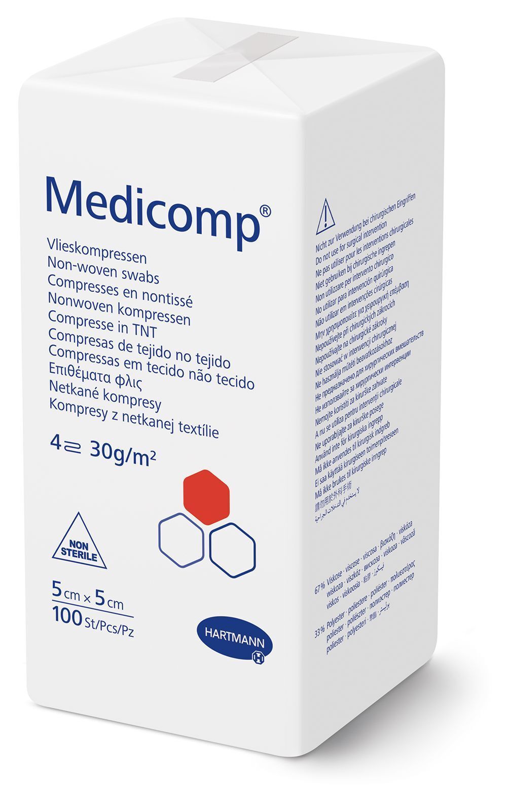 Medicomp® compresses non stériles 5 cm x 5 cm (100 pièces)