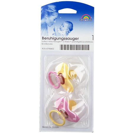 Baby-Frank® Sucette apaisante Latex 0-6 mois jaune/rouge (2 pièces)