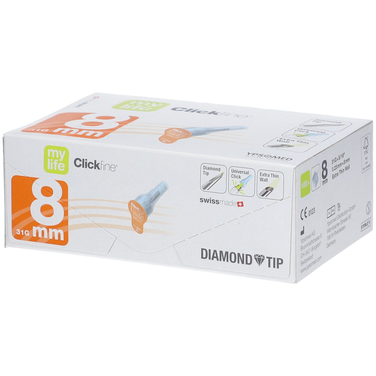 mylife Clickfine® 8 mm aiguilles (100 pièces)