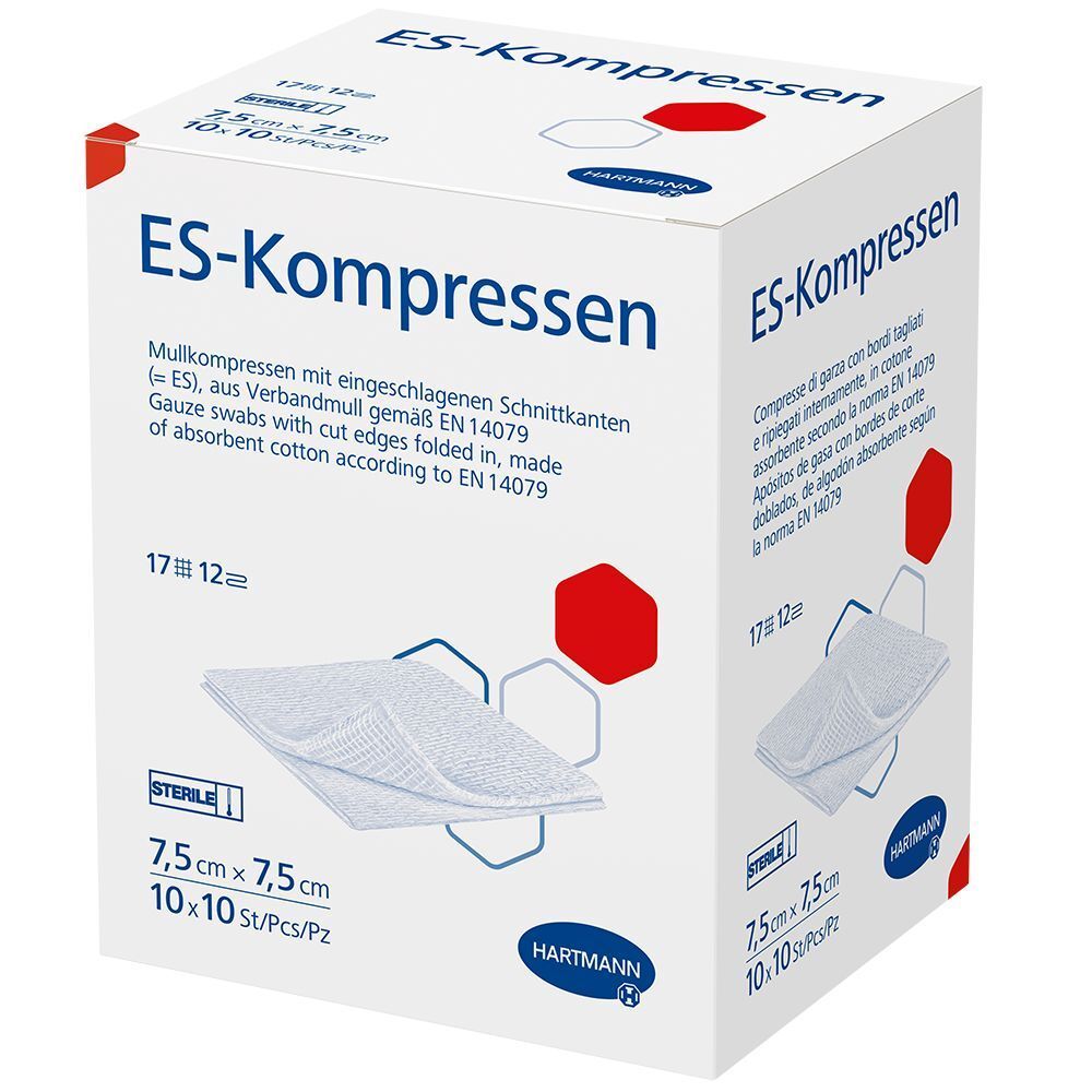 ES compresses stériles 7,5 x 7,5 cm (10x10 pièces)