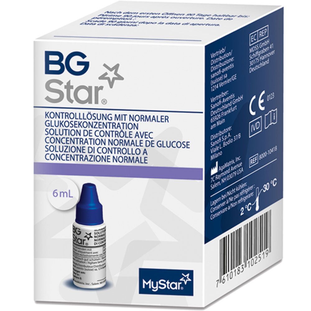 BGStar® solution de contrôle à concentration normale de glucose (6 ml)