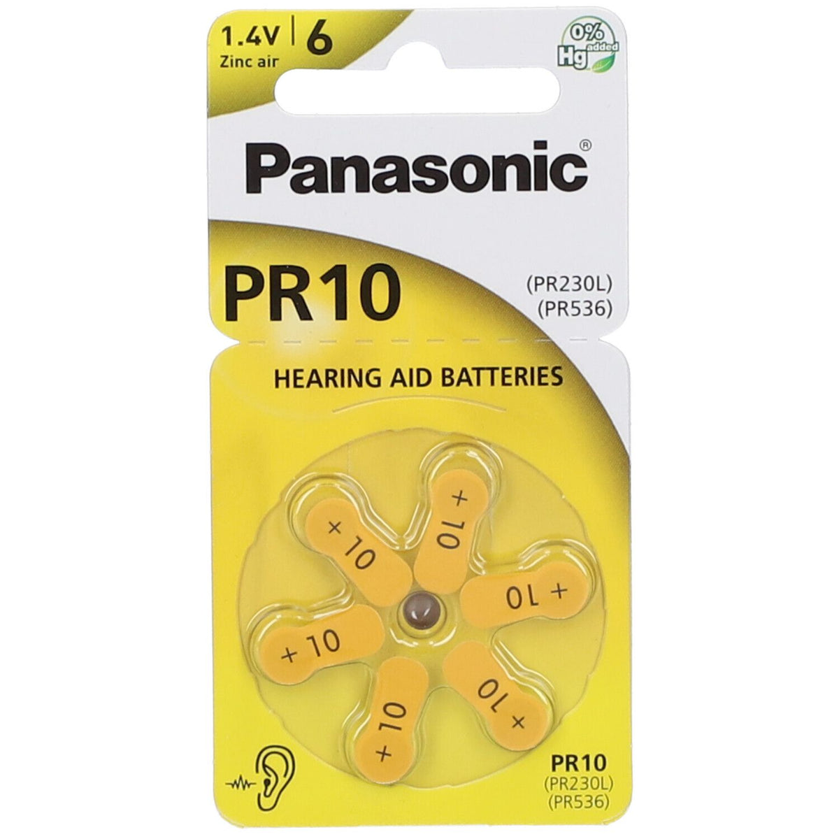 Panasonic PR10 piles pour appareils auditifs (6 pièces)