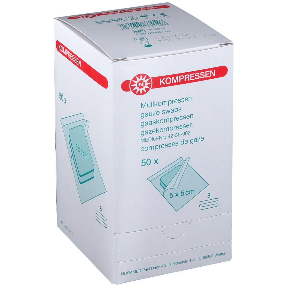 NOBAMED® Compresses de gaze 8 plis 5 x 5 cm stériles (50x2 pièces)