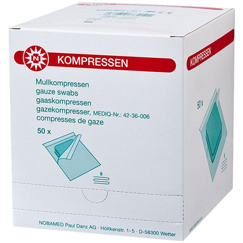 NOBAMED® compresses de gaze 8 plis 7,5 x 7,5 cm stériles (50x2 pièces)