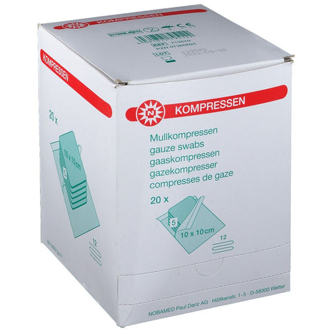 Compresses de gaze stériles 12 plis 10 x 10 cm (20x5 pièces)