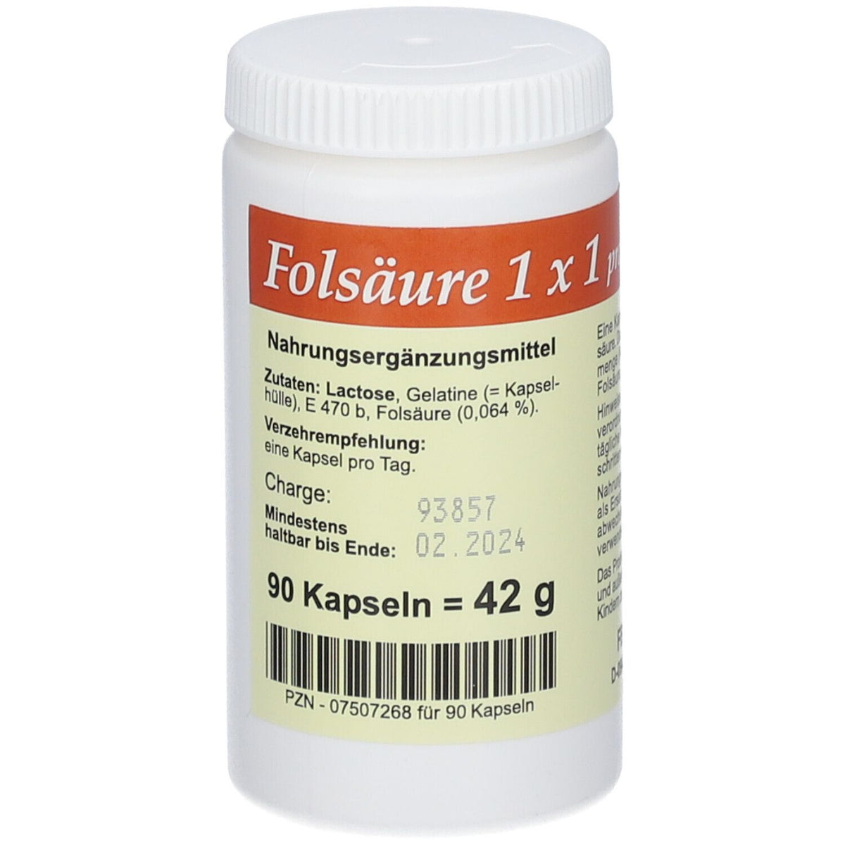 Acide folique 1x 1 par jour (90 gélules)