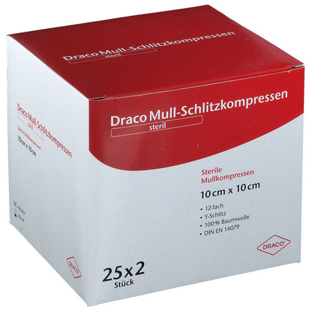 Draco compresses de gaze fendues 12 plis 10 x 10 cm stériles