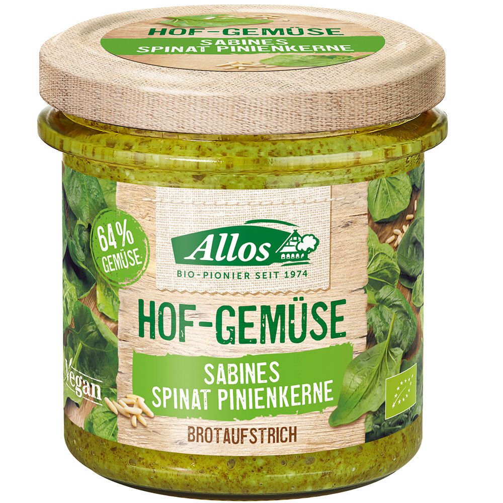 Allos légumes de ferme Sabines épinards pignons de pin tartinade (135 g)
