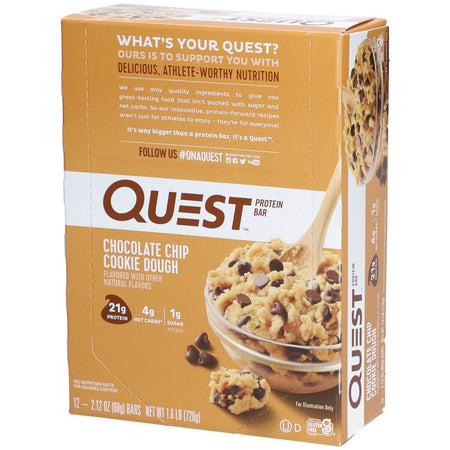 Quest Nutrition Quest Protein Bar, pâte à cookies aux pépites de chocolat (12x60 g)