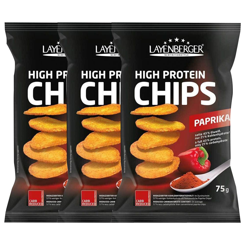 LAYENBERGER® LOWCARB.ONE chips paprika — 3x75 g