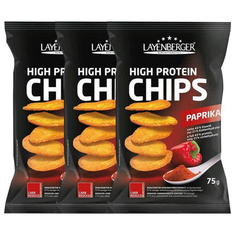 LAYENBERGER® LOWCARB.ONE chips paprika — 3x75 g