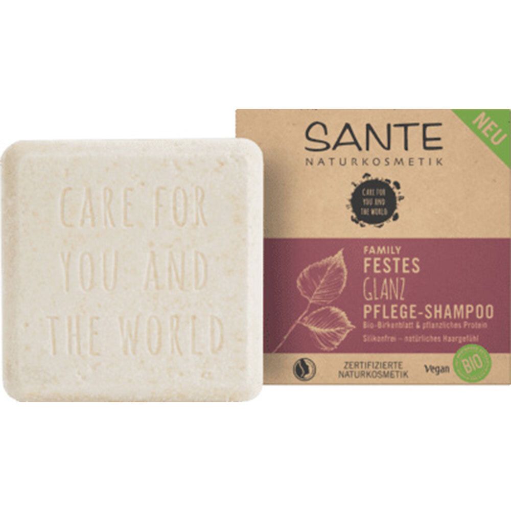 SANTE Naturkosmetik Shampooing solide de soin brillance à la feuille de bouleau bio et aux protéines végétales (60 g)