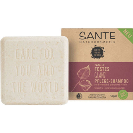 SANTE Naturkosmetik Shampooing solide de soin brillance à la feuille de bouleau bio et aux protéines végétales (60 g)