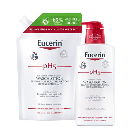 Eucerin pH5 lotion lavante + Eucerin pH5 lotion lavante pour peaux sensibles recharge (2 x 400 ml)