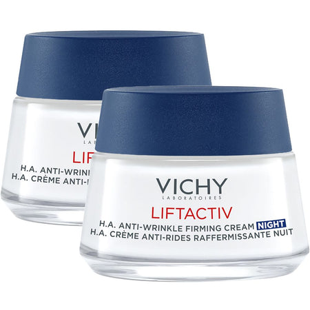 Vichy Liftactiv Hyaluron crème de nuit anti-rides et raffermissante – crème anti-âge raffermissante à l'acide hyaluronique (2x50 ml)