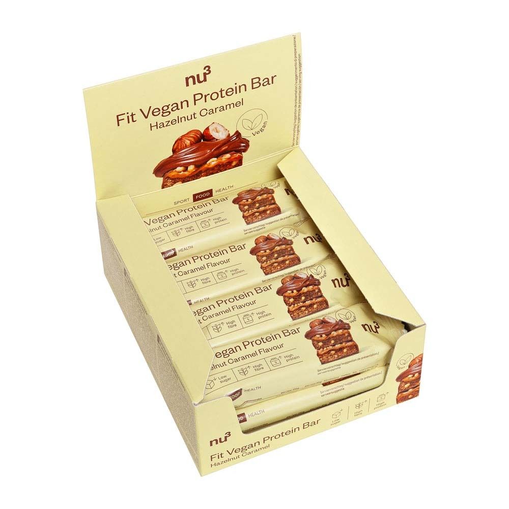 nu3 Fit Barre protéinée vegan Noisette-Caramel (12 x 50 g)