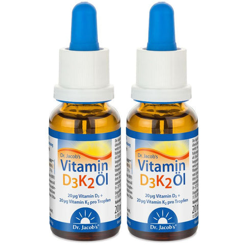 Dr. Jacob's Vitamin D3K2 huile 800 UI/20 mcg D3+K2 640 gouttes (2x20 ml)