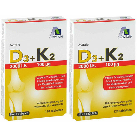 Avitale Vitamin D3+K2 2000 UI (2x120 comprimés)