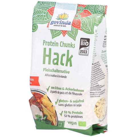 Govinda finely minced Protein Chunks – plant-based meat alternative made from peas and fava beans — 6x125 g