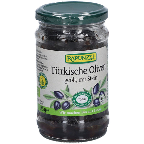 RAPUNZEL Olives noires huilées avec noyau (185 g)