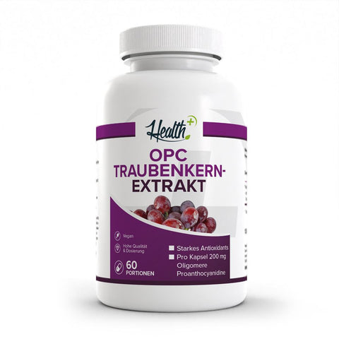 HEALTH+ OPC extrait de pépins de raisin – 200 mg OPC par gélule – 120 gélules