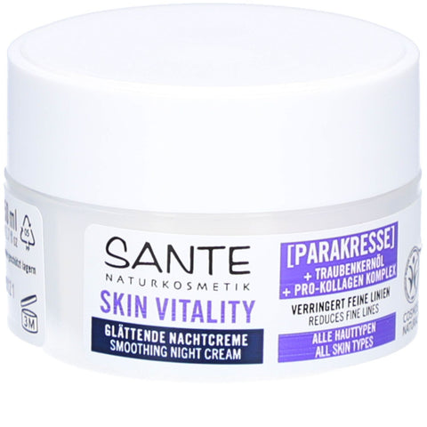 SANTE® Skin Vitality Crème de nuit lissante Cresson de Para & Huile de pépins de raisin (50 ml)