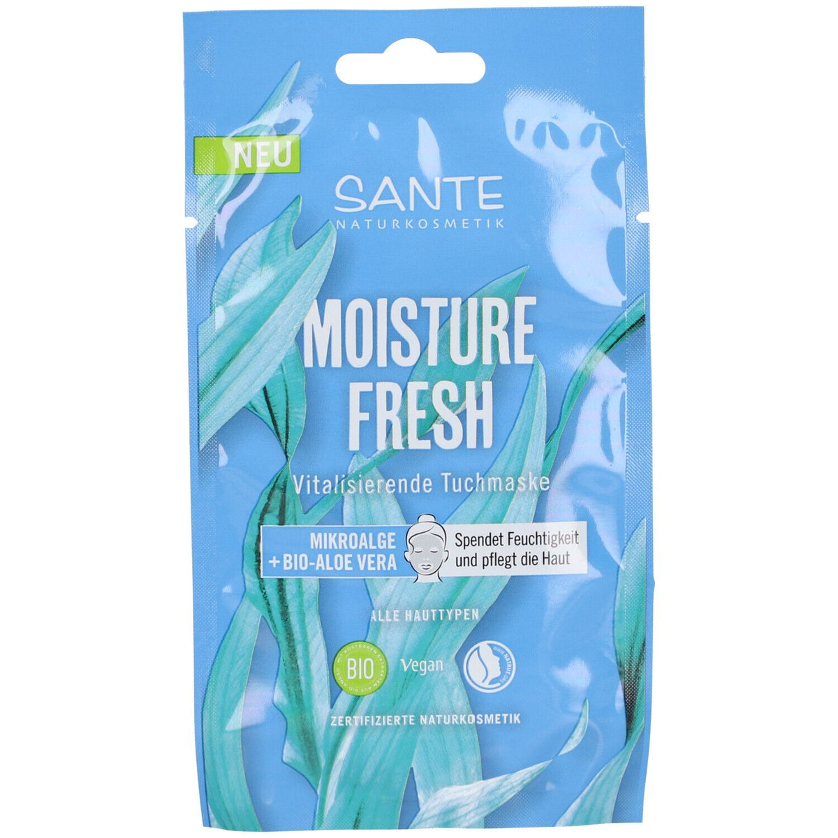 SANTE® Moisture Fresh - Masque en tissu revitalisant à la microalgue et à l'aloe vera bio (16 ml)