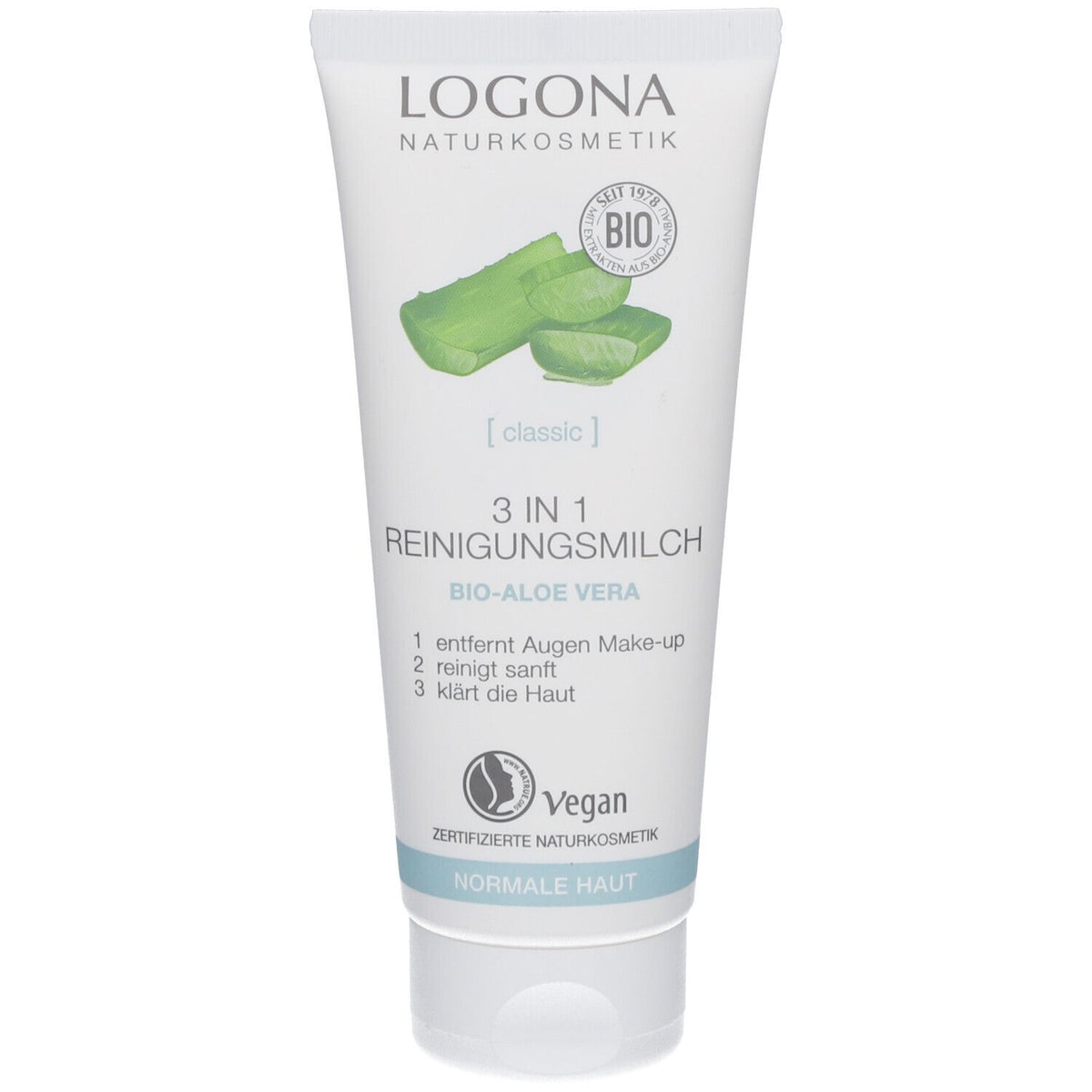 LOGONA Cosmétiques naturels Lait démaquillant 3 en 1 (100 ml)