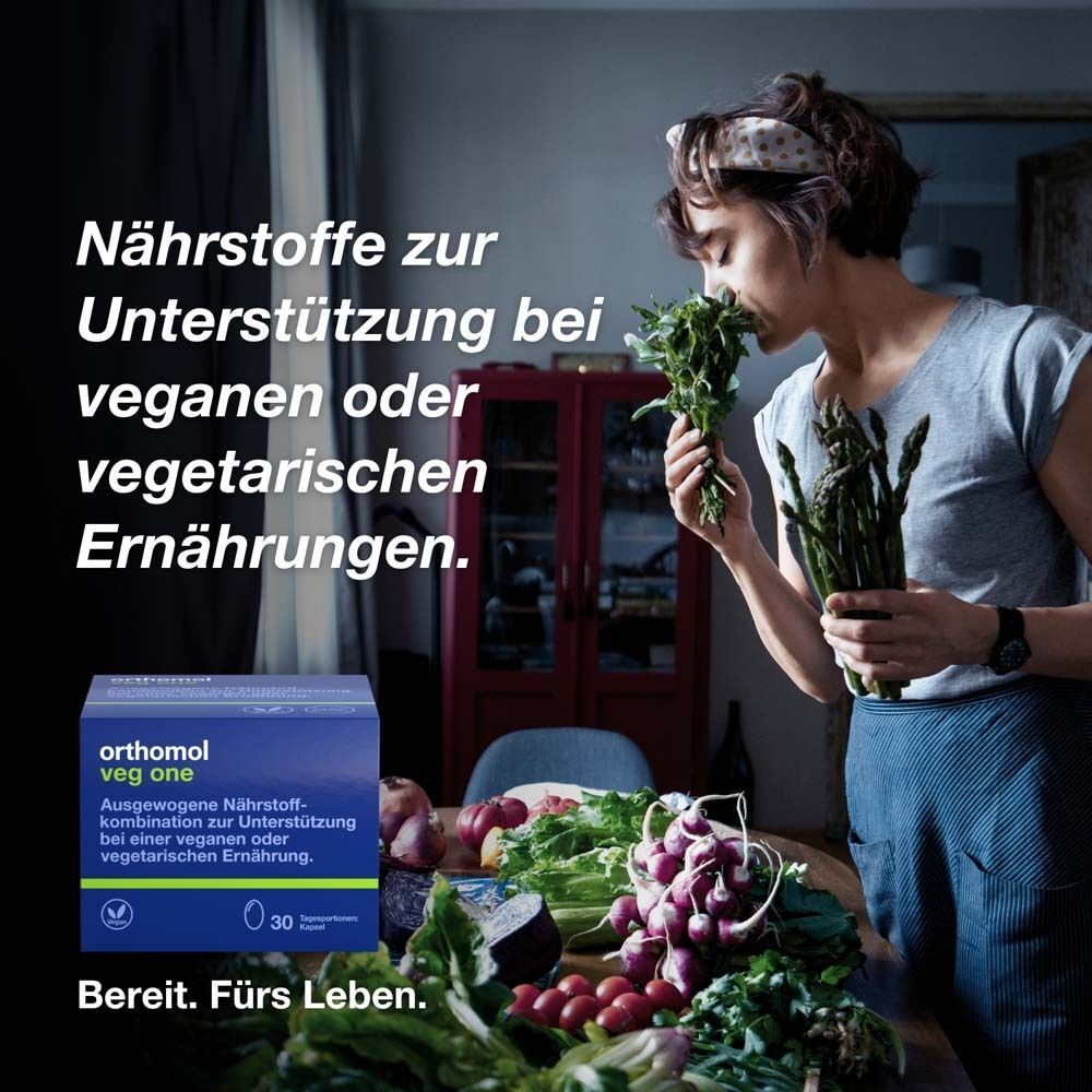 Orthomol Veg one - soutient une alimentation végétalienne ou végétarienne - avec vitamine D, acides gras oméga-3 et fer - gélules (2x30)