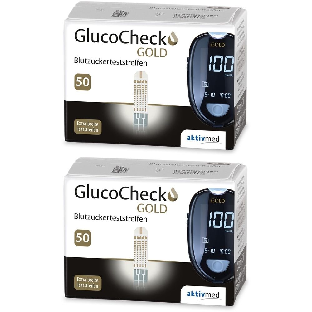 GlucoCheck GOLD bandelettes de test de glycémie (2 x 50 pièces)